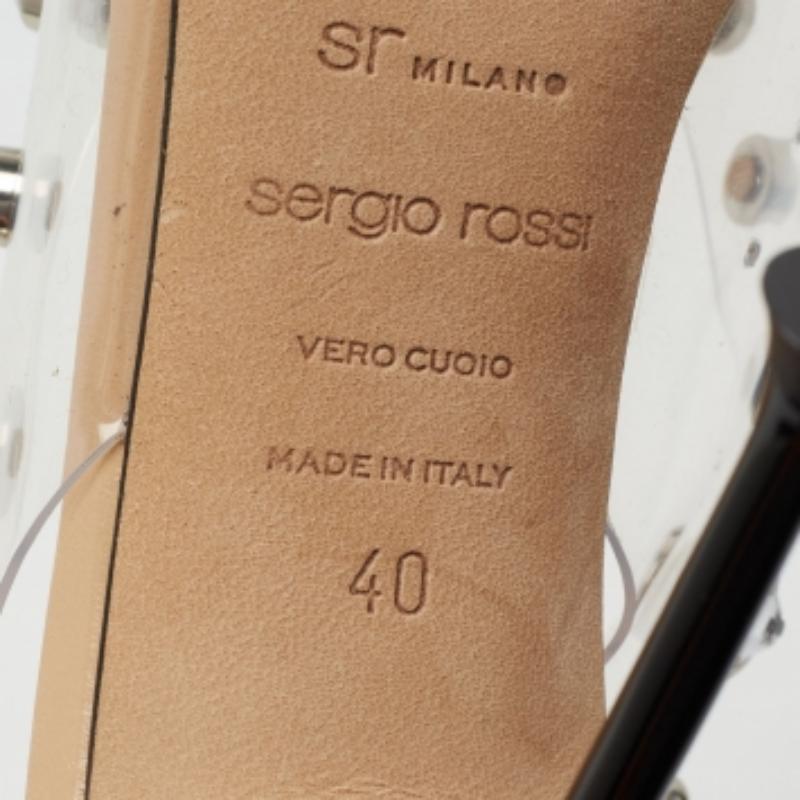 Sergio Rossi Transparent PVC Studded Slingback Pumps Size 40 For Sale 2