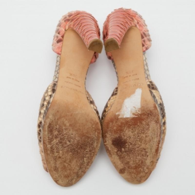 Sergio Rossi Tricolor Python Peep Toe Plattform D'orsay Pumps Größe 38.5 im Angebot 2