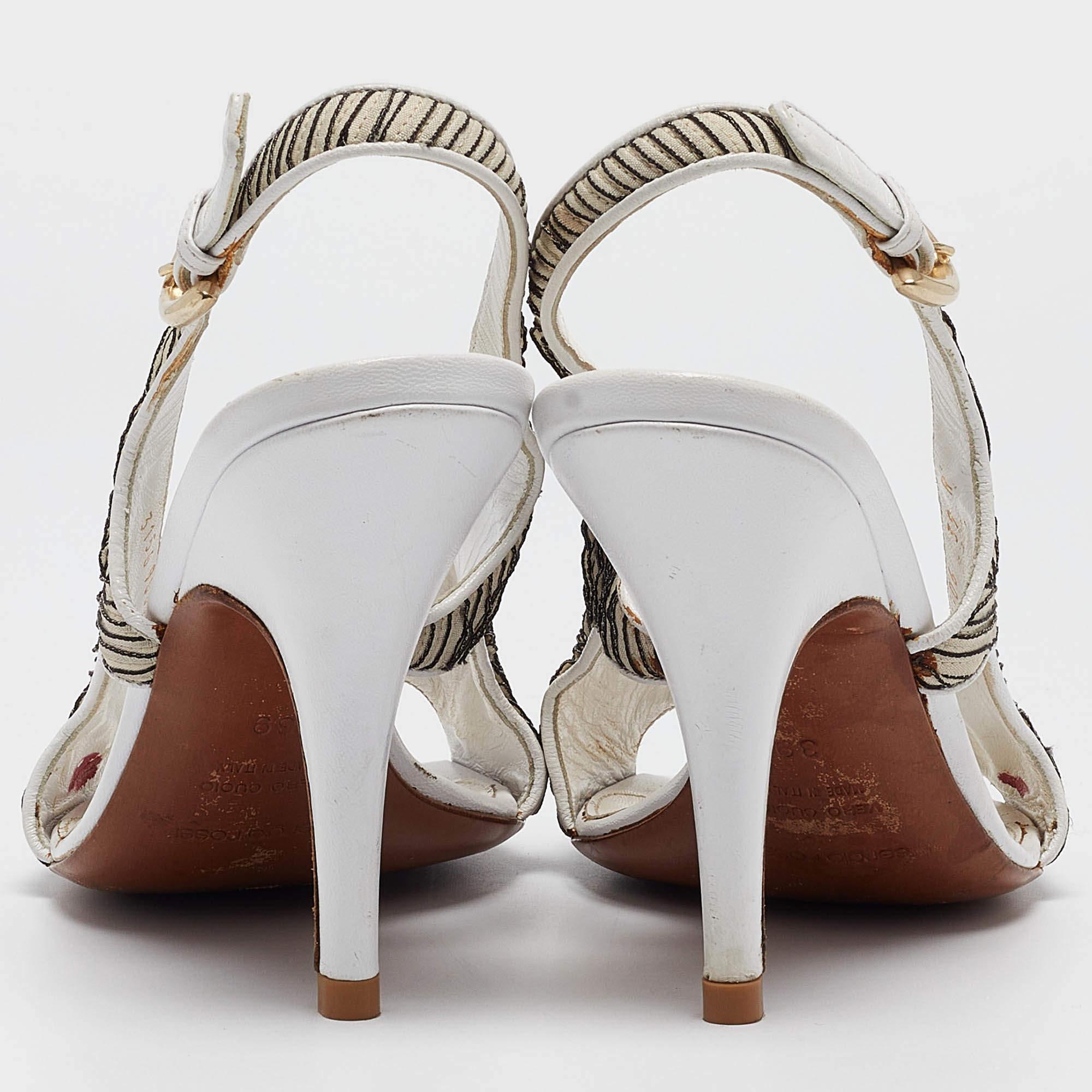 De las mujeres Sergio Rossi Sandalias Slingback de tela plisada blanca/negra talla 39