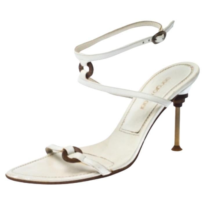 Sergio Rossi Sandales en cuir blanc Taille 36.5 en vente