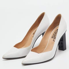 Sergio Rossi White Leather Logo Heel Pumps Size 36.5