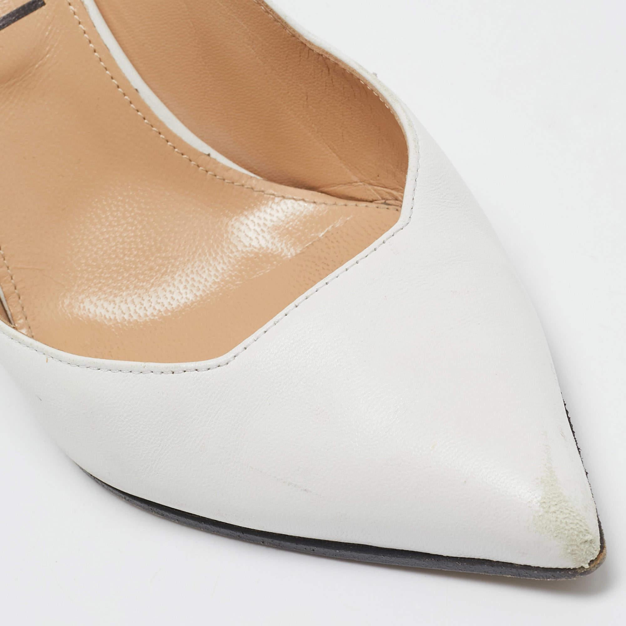 Sergio Rossi Pumps in pelle bianca con tacco a forma di logo misura 36,5 in vendita 2