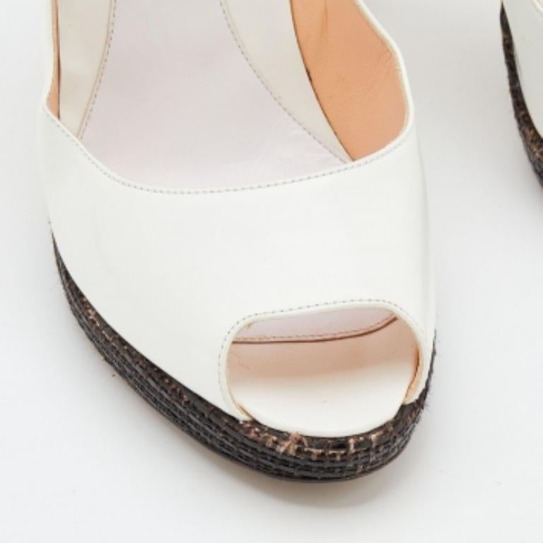 Sergio Rossi Pumps Peep Toe in pelle bianca misura 40,5 in vendita 1