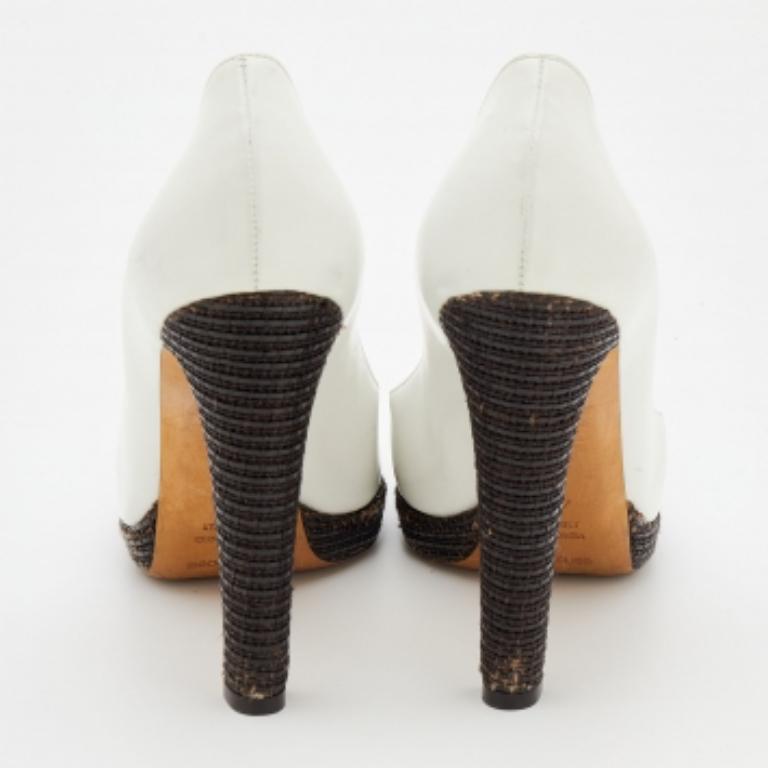 Sergio Rossi Pumps Peep Toe in pelle bianca misura 40,5 in vendita 2