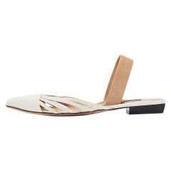 Sergio Rossi White Patent Leather Slingback Flats Size 36.5