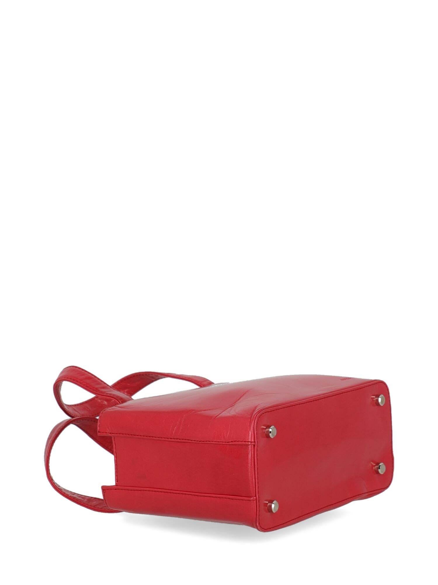 Sergio Rossi Woman Handbag Red Leather In Fair Condition For Sale In Milan, IT