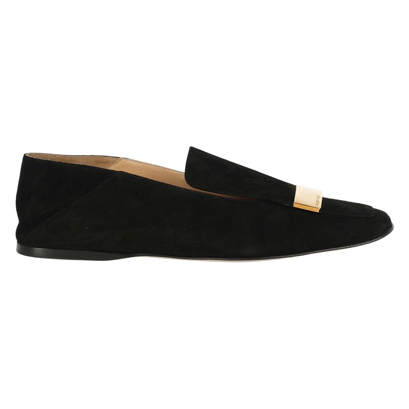 Sergio Rossi Woman Loafers Black Leather IT 40 For Sale