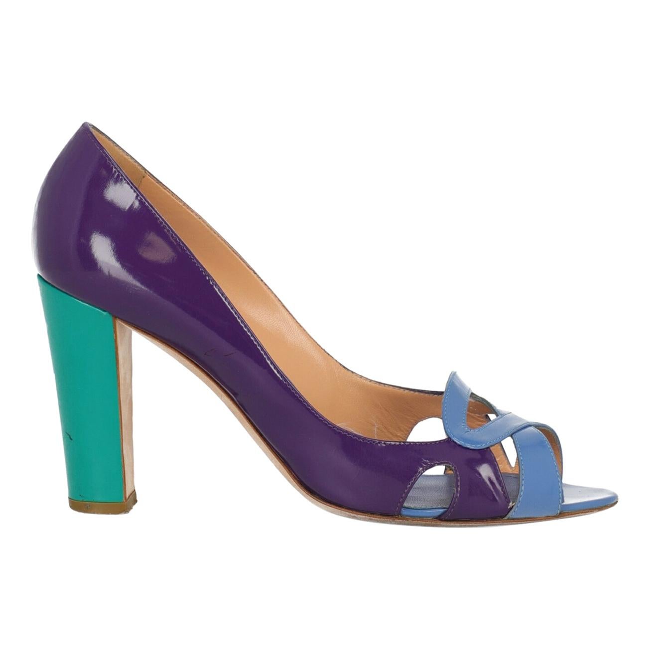 Sergio Rossi Woman Pumps Blue Leather IT 40 For Sale