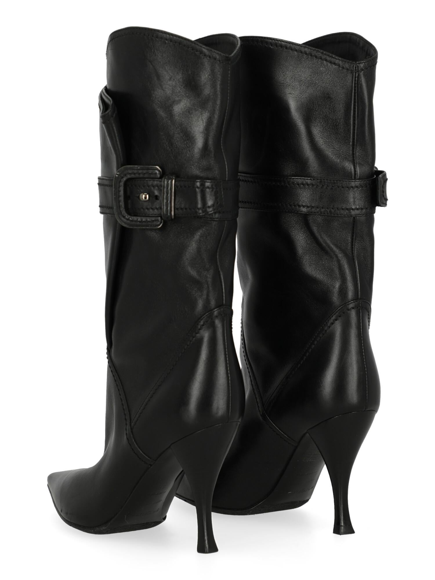 Sergio Rossi  Women   Boots  Black Leather EU 36 In Good Condition For Sale In Milan, IT