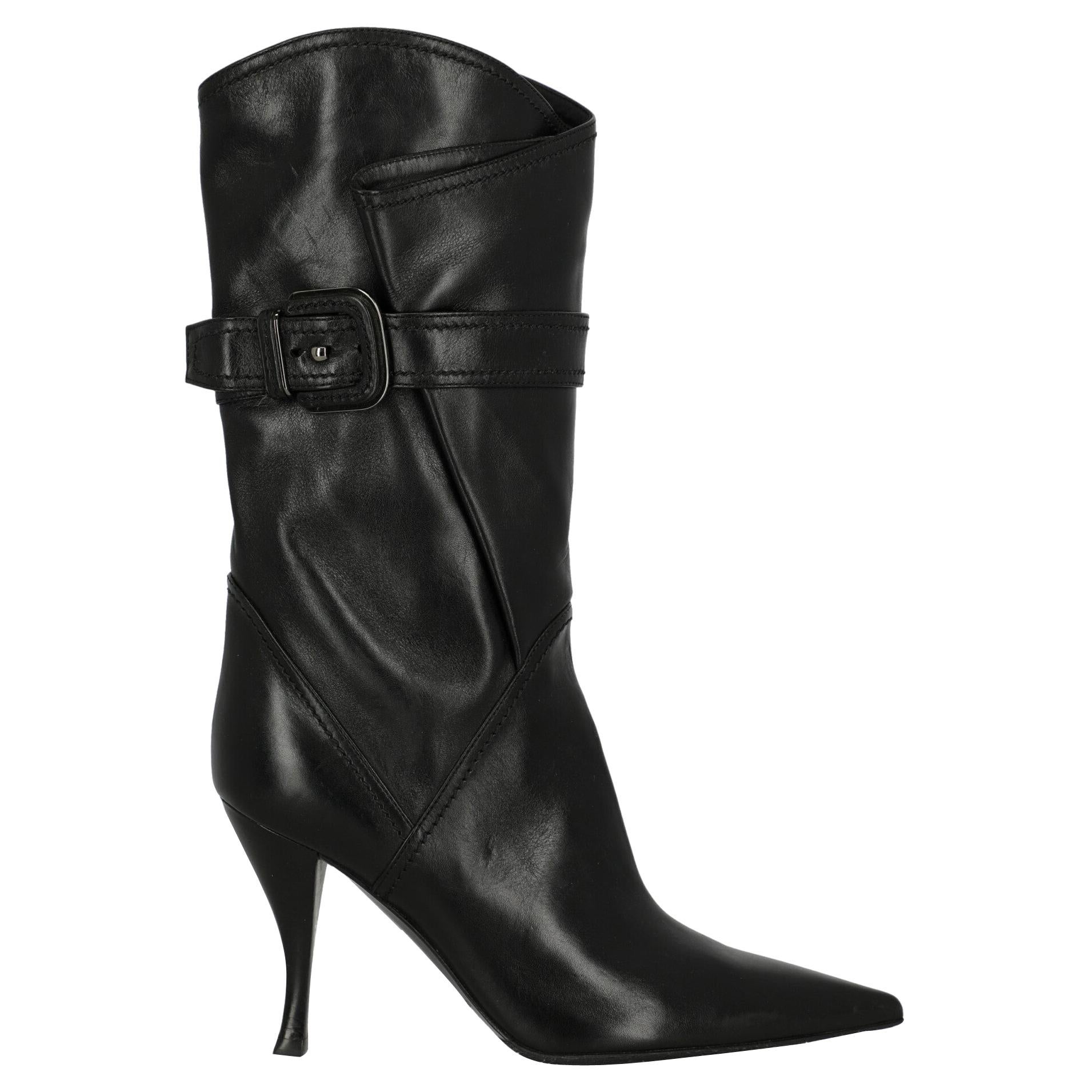 Sergio Rossi  Women   Boots  Black Leather EU 36 For Sale