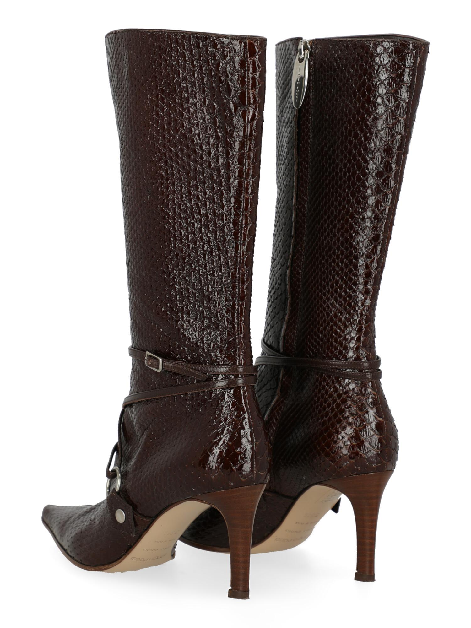 Black Sergio Rossi  Women   Boots  Brown Leather EU 36.5 For Sale