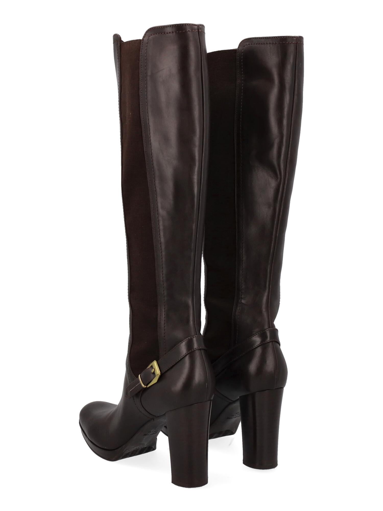 Black Sergio Rossi Women Boots Brown Leather EU 39 For Sale