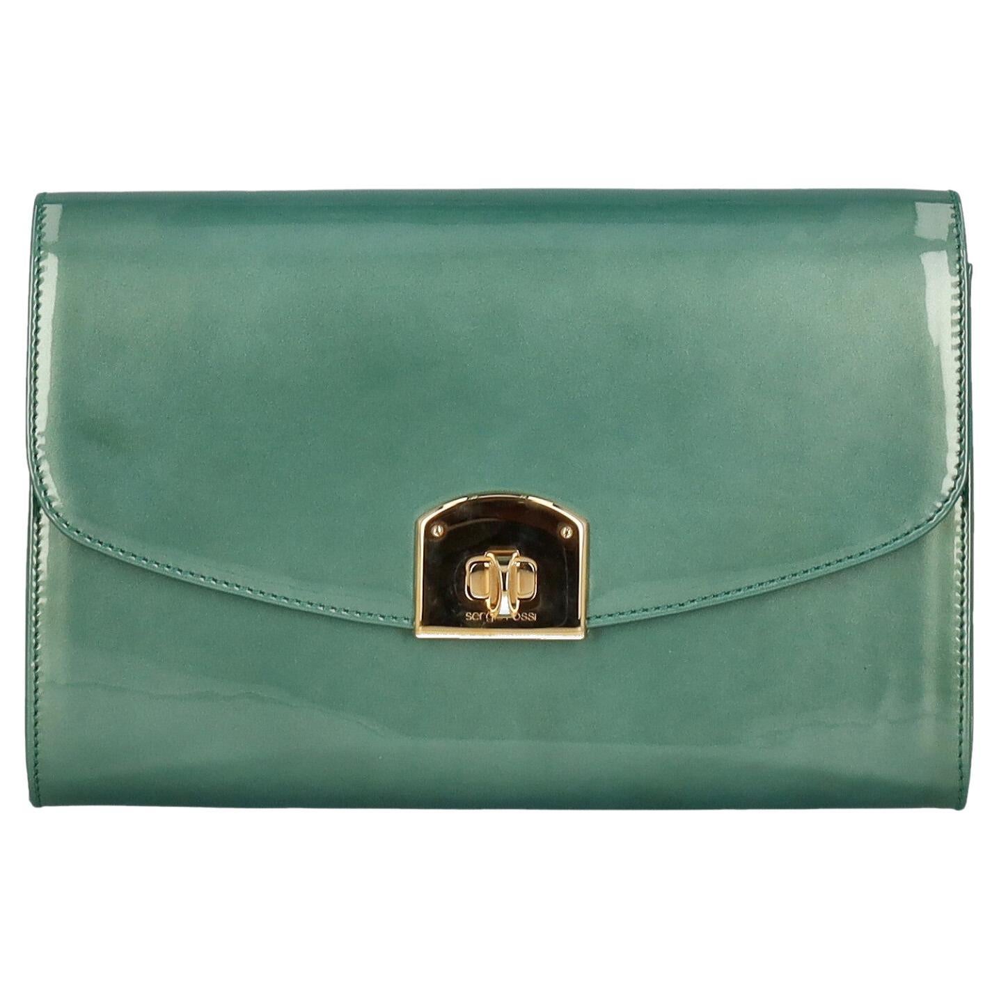 Sergio Rossi Women Handbags Green Leather  For Sale