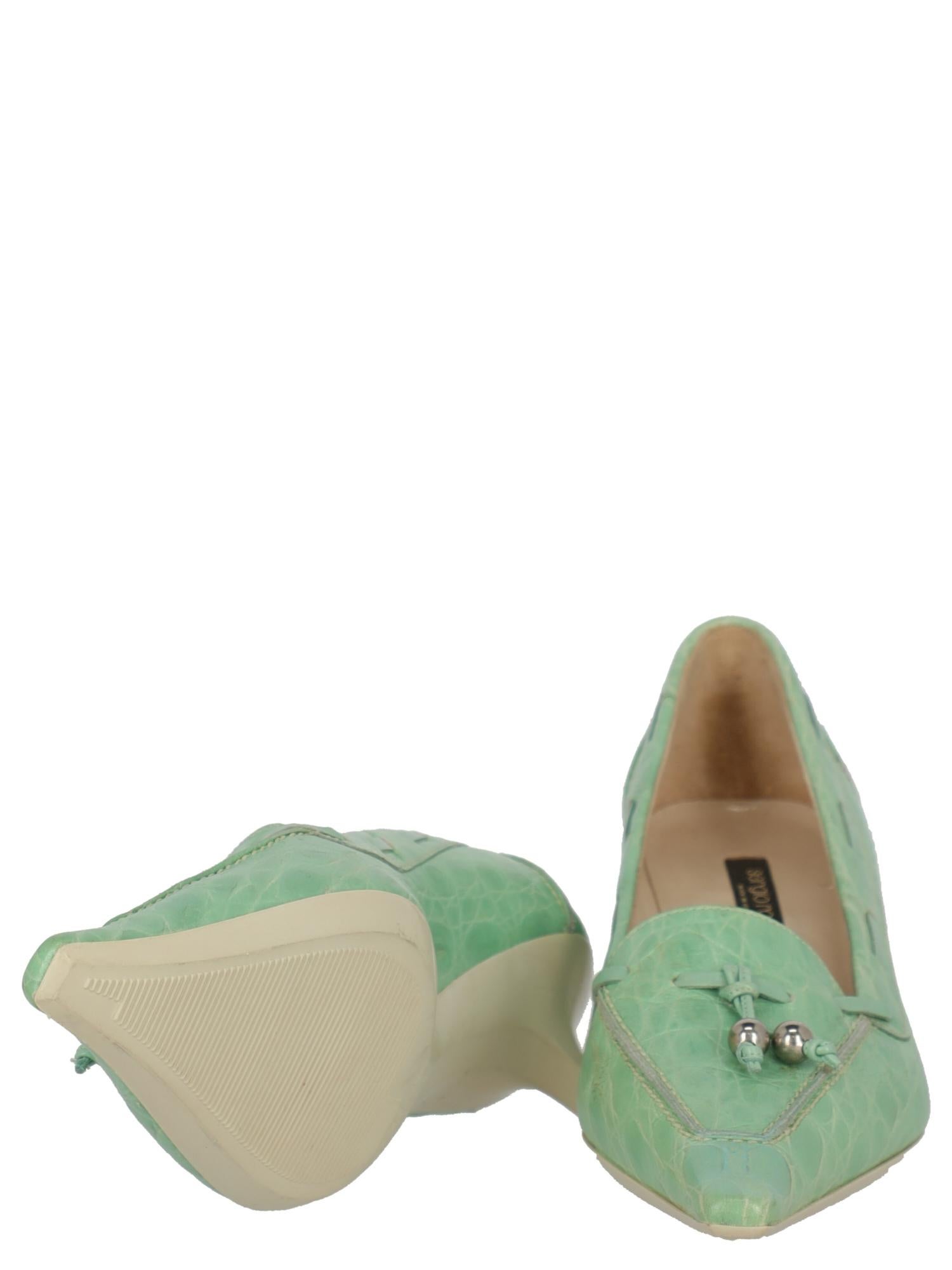Sergio Rossi  Women   Pumps  Green Leather EU 37.5 In Good Condition For Sale In Milan, IT