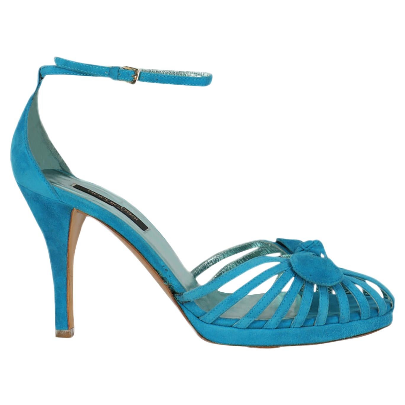 Sergio Rossi  Women   Sandals  Blue Leather EU 37.5 For Sale