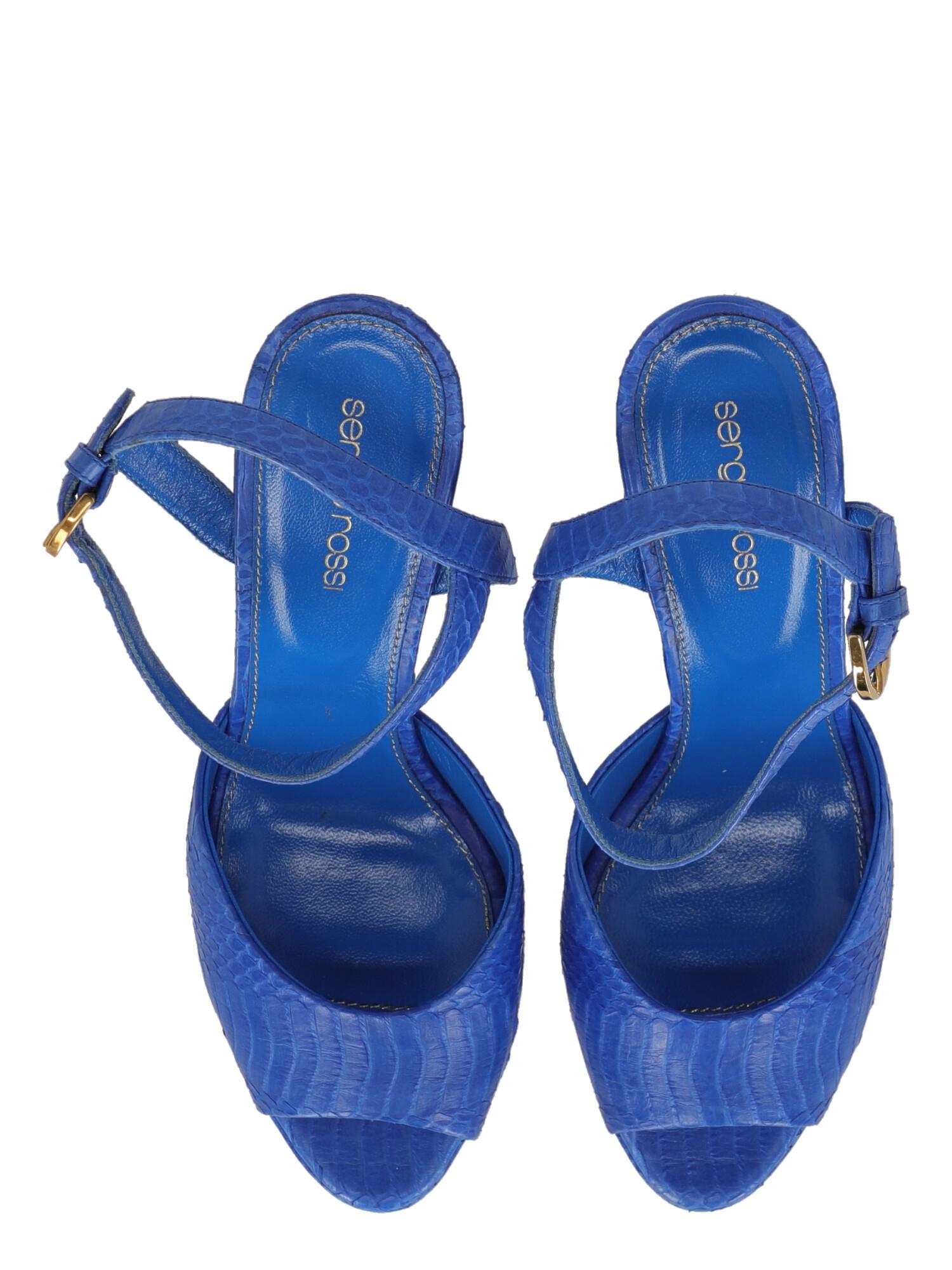 Women's Sergio Rossi  Women   Sandals  Navy Leather EU 38.5 For Sale