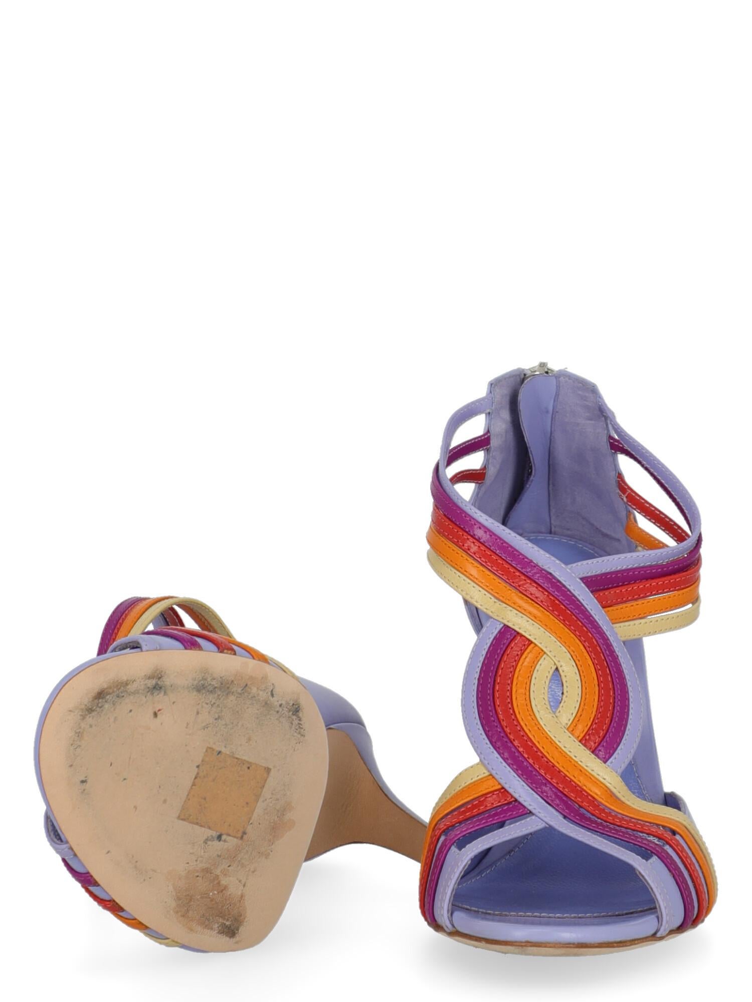 Sergio Rossi  Women   Sandals  Purple, Red, Yellow Leather EU 38 In Good Condition For Sale In Milan, IT
