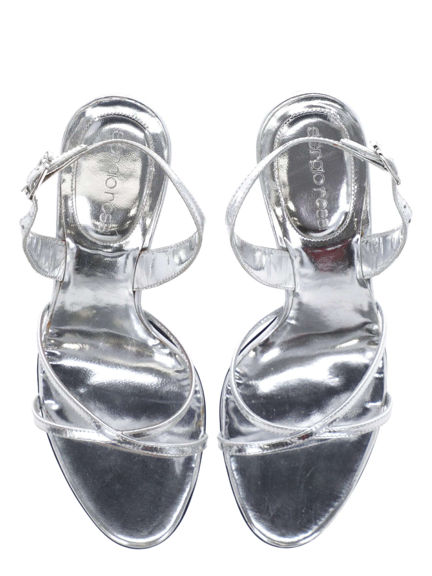 Sergio Rossi  Women   Sandals  Silver Leather EU 36 For Sale 1