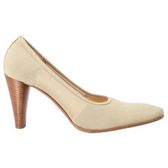 Sergio Rossi Women's Beige Square-Round Toe Pumps