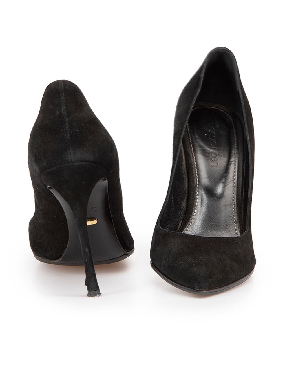 Sergio Rossi Women's Black Suede Pointed Toe Pumps In Good Condition In London, GB