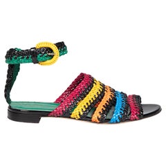 Sergio Rossi Woven Leather Open Toe Sandals Size IT 37