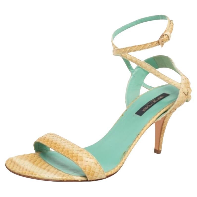 Sergio Rossi - Sandales à lanières à la cheville en cuir python jaune, taille 41