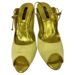 Sergio Rossi yellow silk satin sandals
