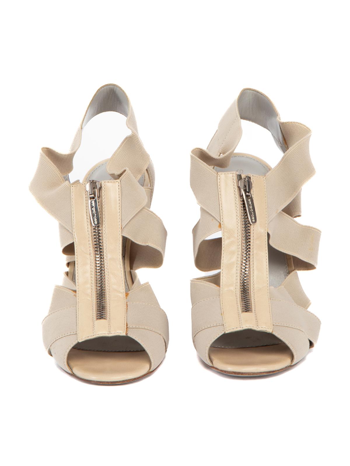 Beige Sergio Rossi Zip Up Slingback Bandage Heels Size UK 4.5 For Sale