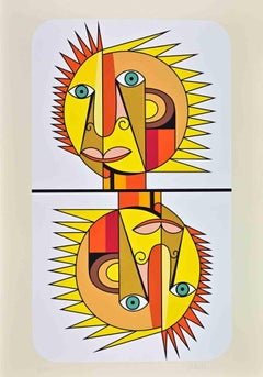 Sonne - Zwei von Münzen - Siebdruck von Sergio Ruffolo - 1970er Jahre