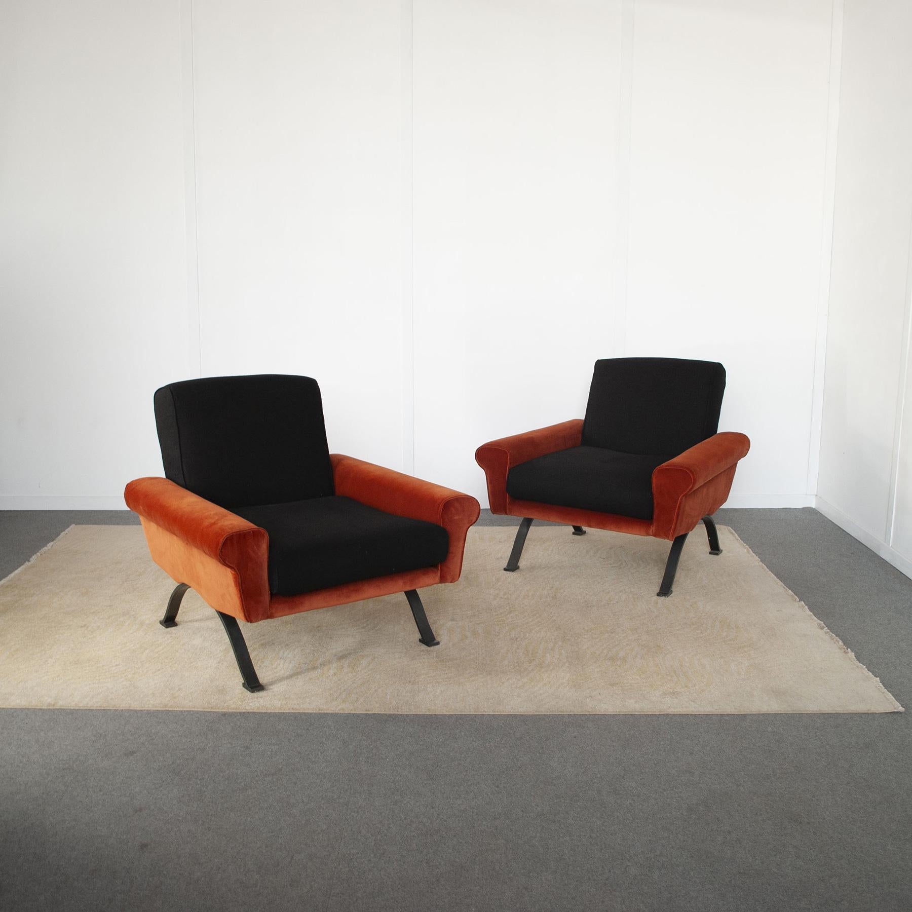 Mid-Century Modern Sergio Saporiti armchairs 1960s. For Sale
