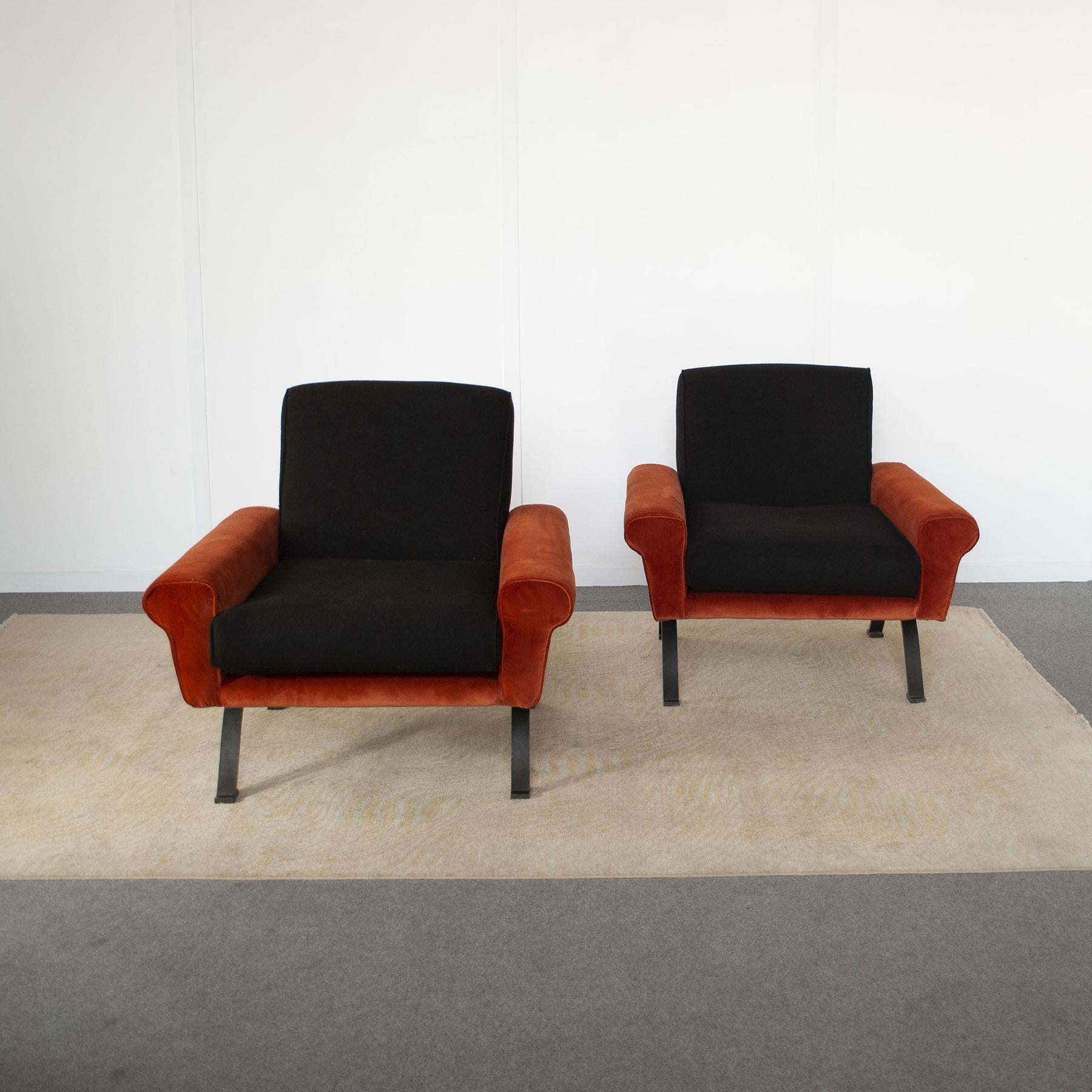 Italian Sergio Saporiti armchairs 1960s. For Sale