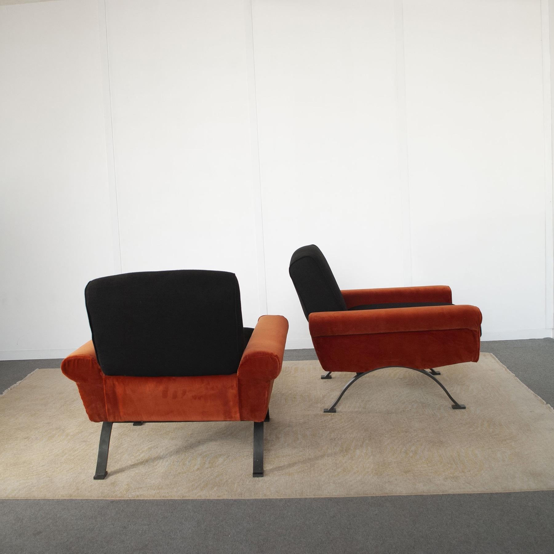 Mid-20th Century Sergio Saporiti armchairs 1960s. For Sale