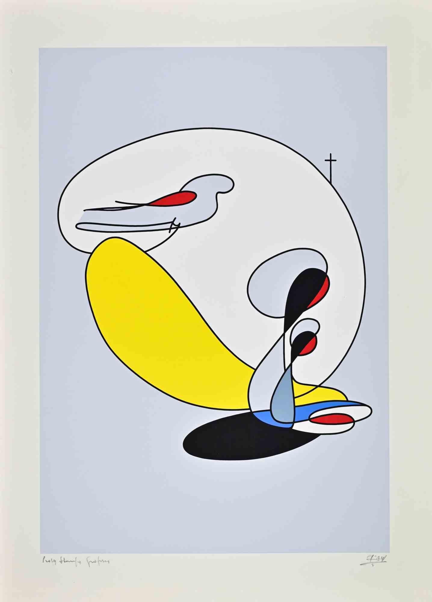 Composition abstraite - Sérigraphie de Sergio Sonero - 1970
