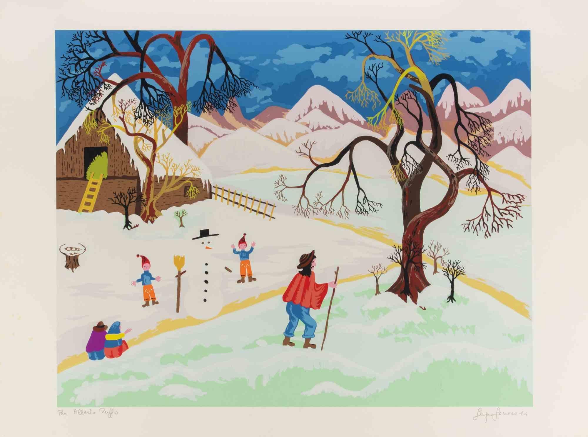 Winter Landscape - Screenprint by Sergio Sonero - 1980s