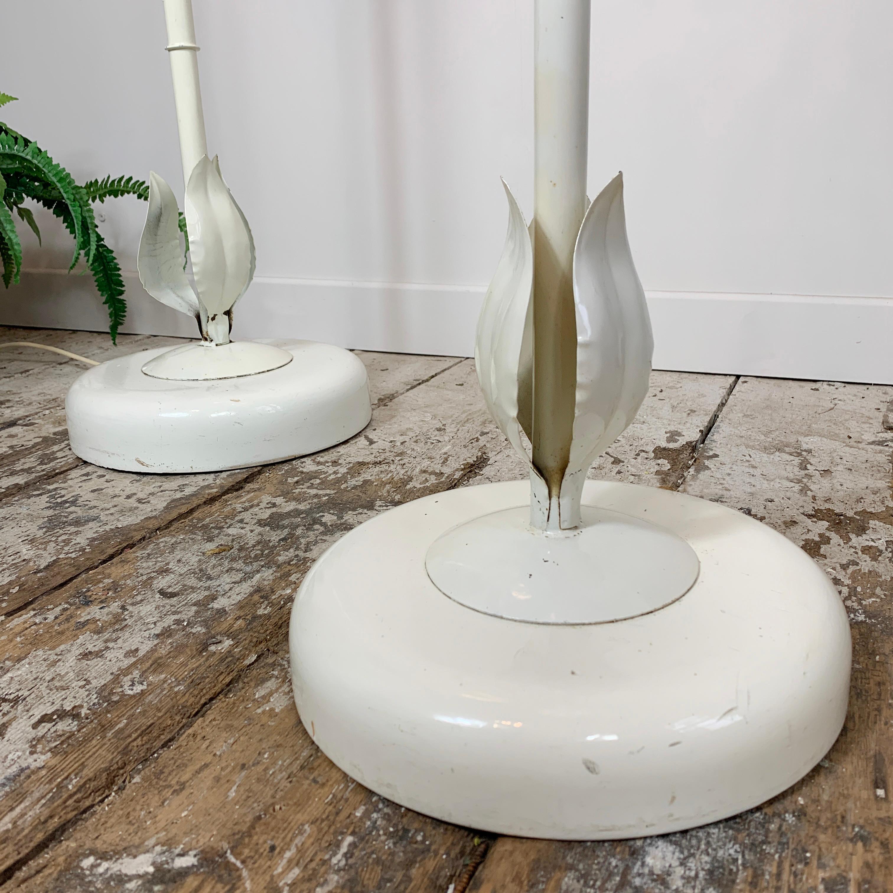 Sergio Terzani 1970’s White Leaf Floor Lamp Pair 1