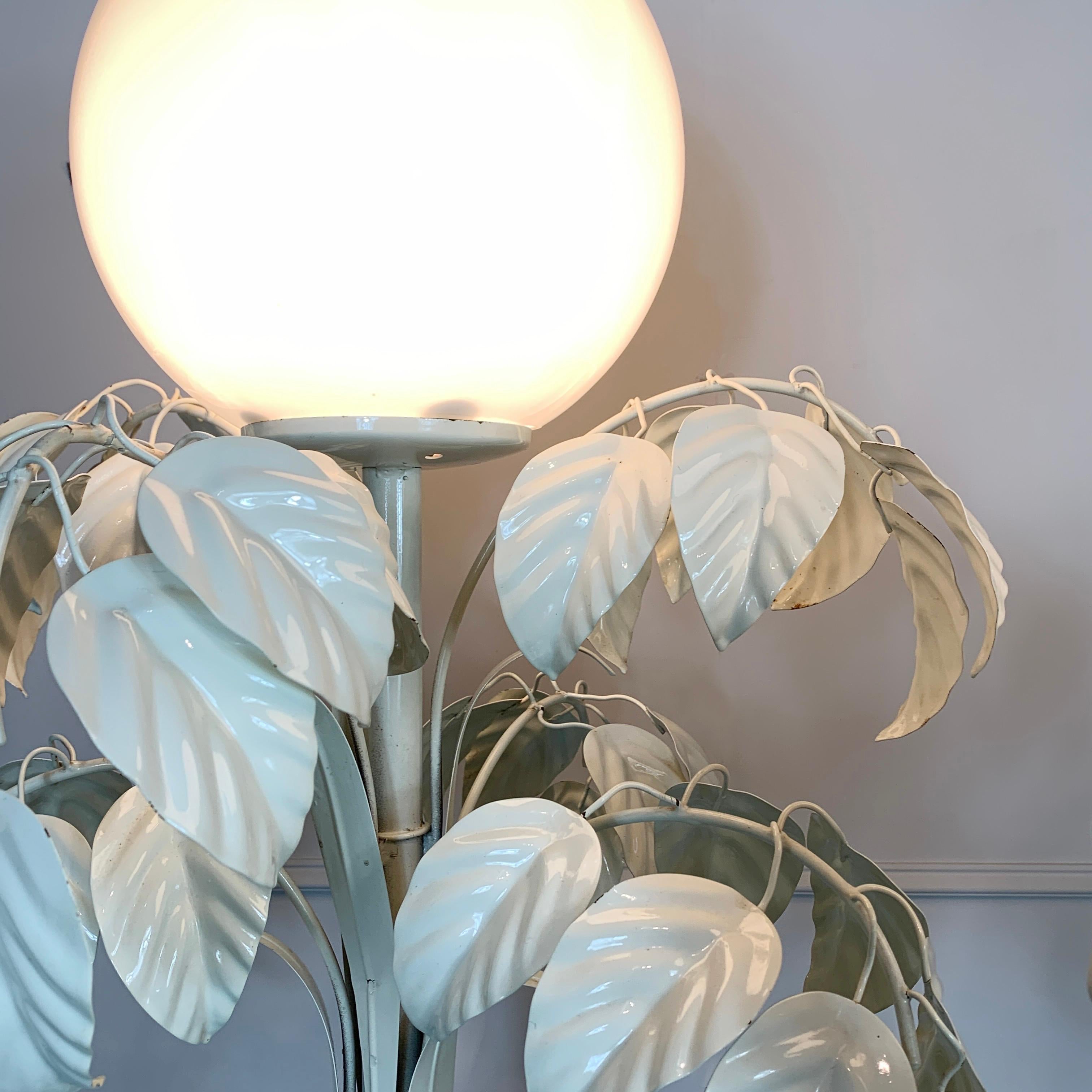 Italian Sergio Terzani 1970’s White Leaf Floor Lamp Pair
