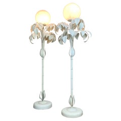 Sergio Terzani 1970’s White Leaf Floor Lamp Pair