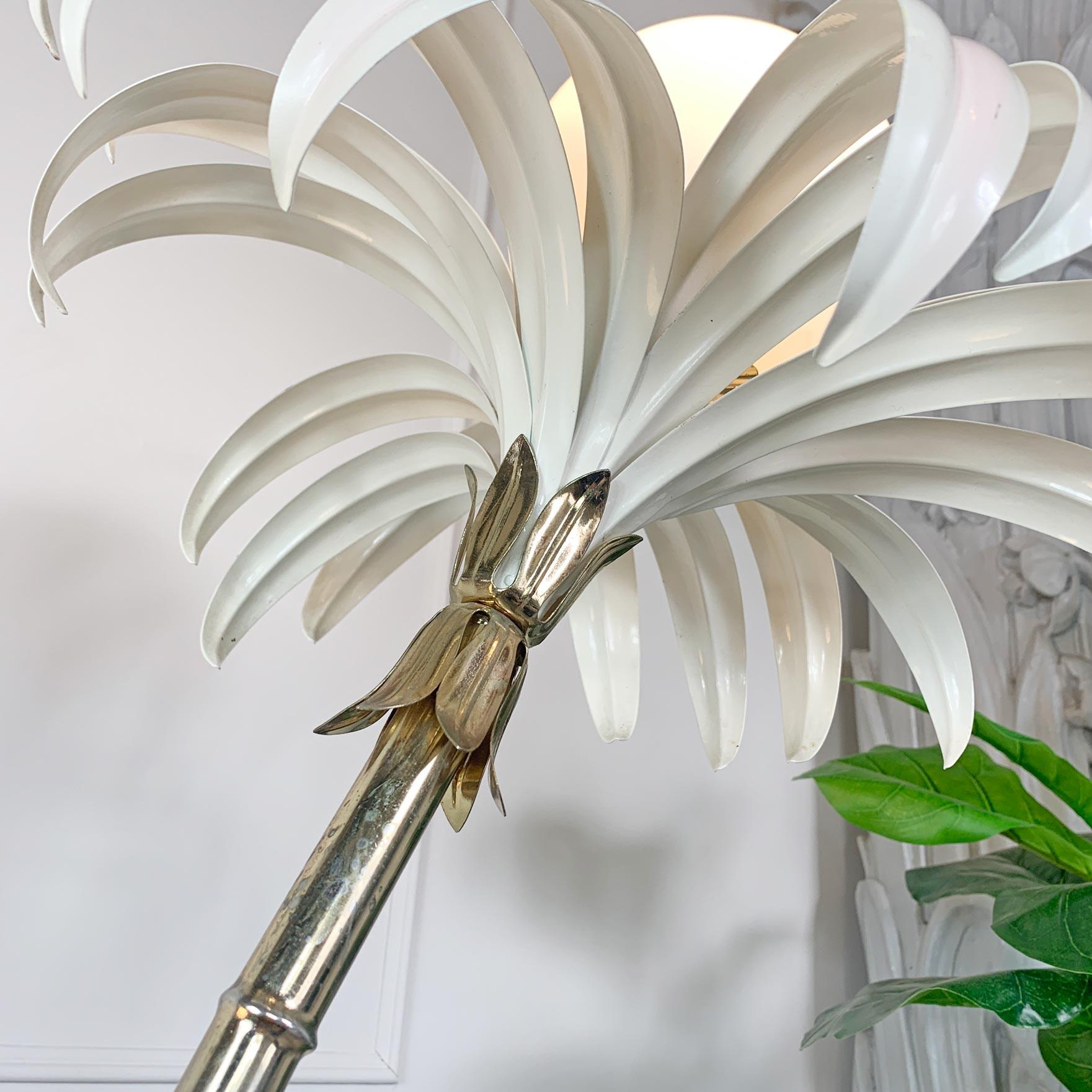 Sergio Terzani White and Gold Palm Tree Floor Lamp 1970's For Sale 2