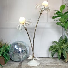 Sergio Terzani White and Gold Palm Tree Floor Lamp 1970's