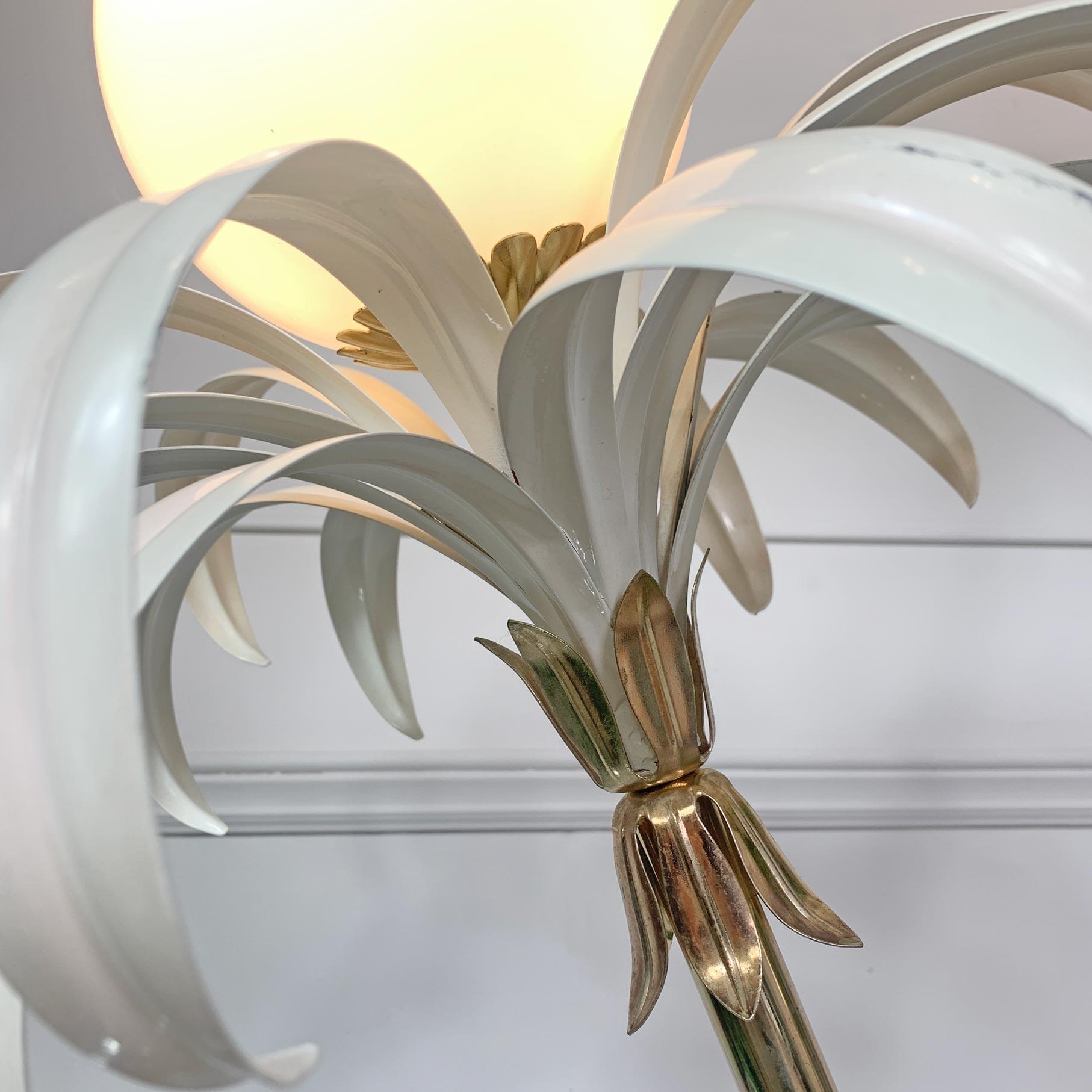 Sergio Terzani White and Gold Palm Tree Floor Lamp 1970's For Sale 1