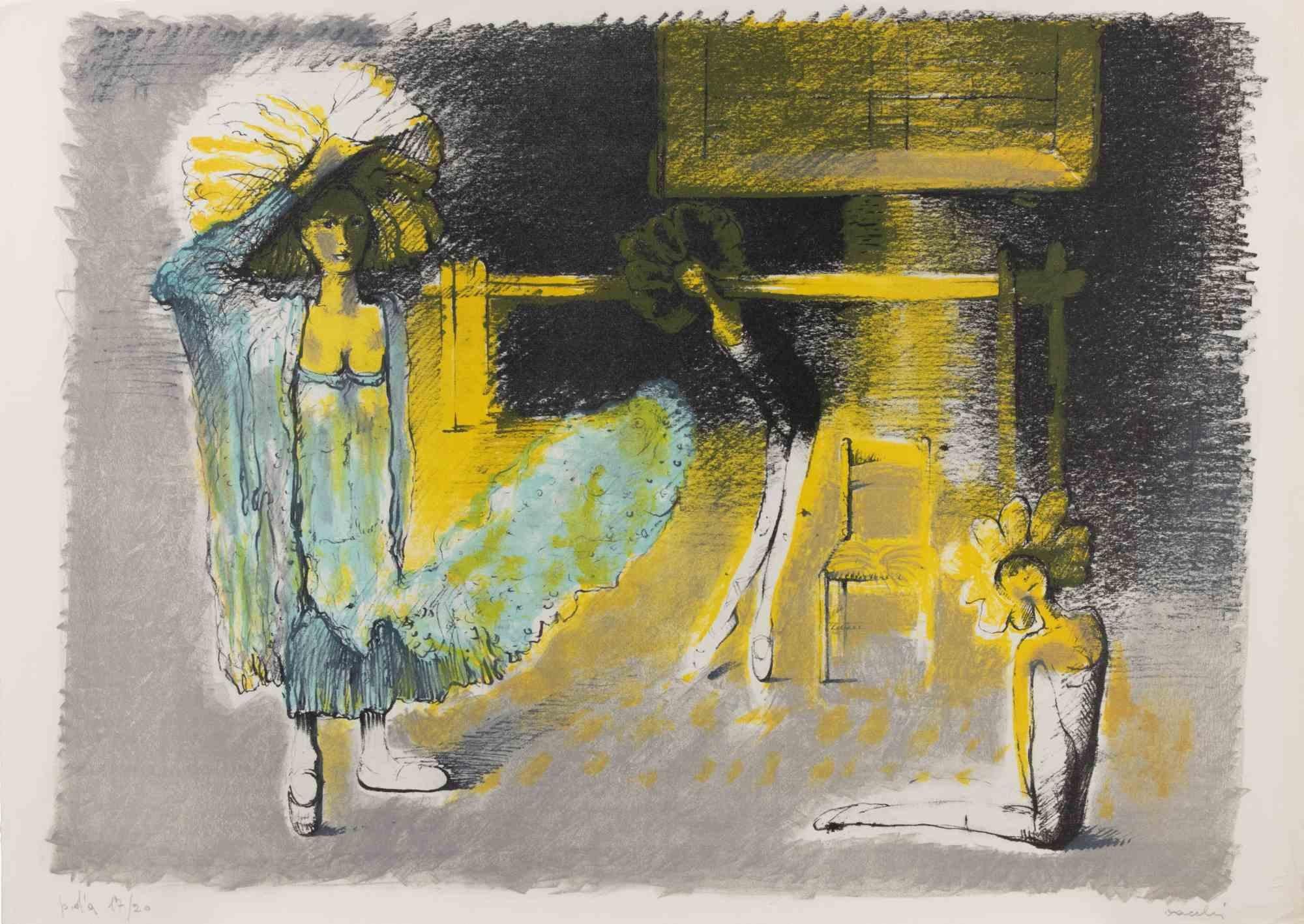 Lithograph on paper realized in 1980s.

Hand signed and numbered in pencil.

One of 20 Artist's Proofs.

Very good condition.