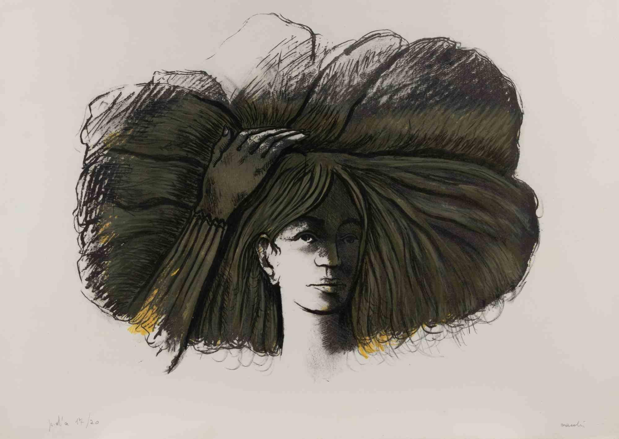 Portrait - Lithograph by Sergio Vacchi - 1980s