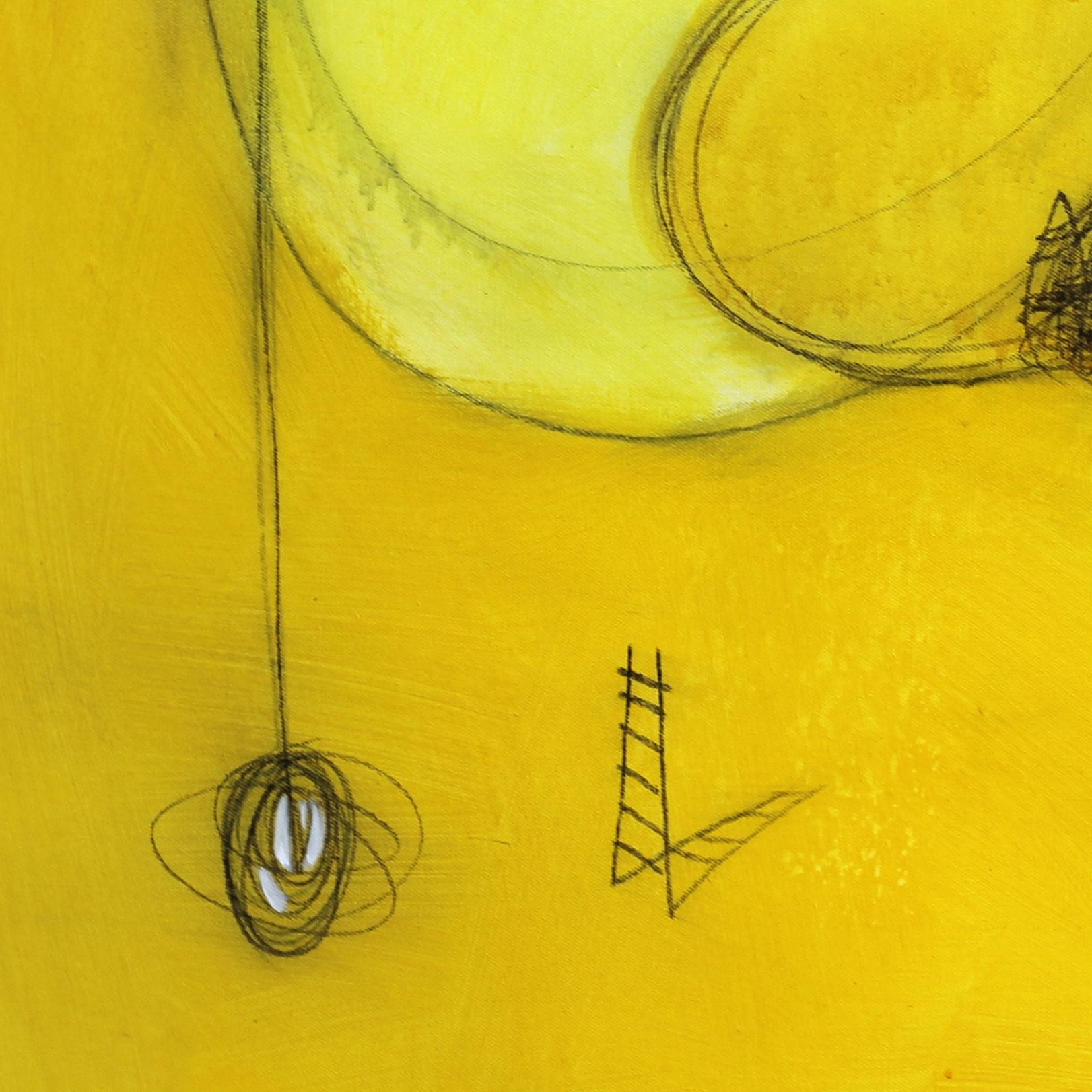 Espacio de Sol - Original Yellow Acrylic and Graphite on Canvas - Abstract Painting by Sergio Valenzuela