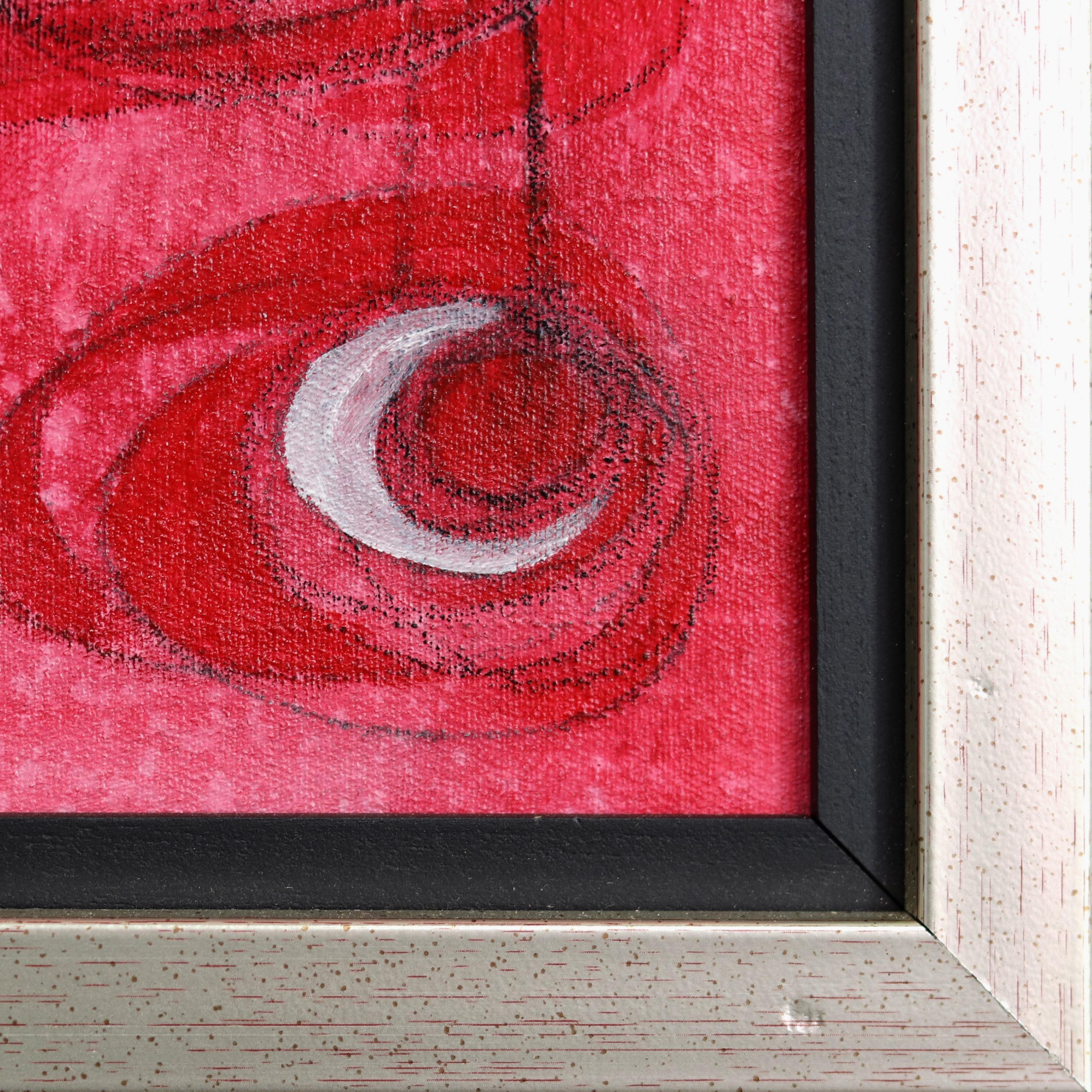 Paisaje Feliz 1 - Rojo Obra de Arte Figurativa Abstracta Contemporánea Original en venta 3
