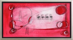 Happy Landscape 1 - Red Contemporary Abstract Figurative Original Artwork