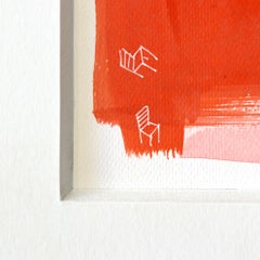 Serie Dibujos Felices 2 - Originale acquerello e inchiostro arancione su carta