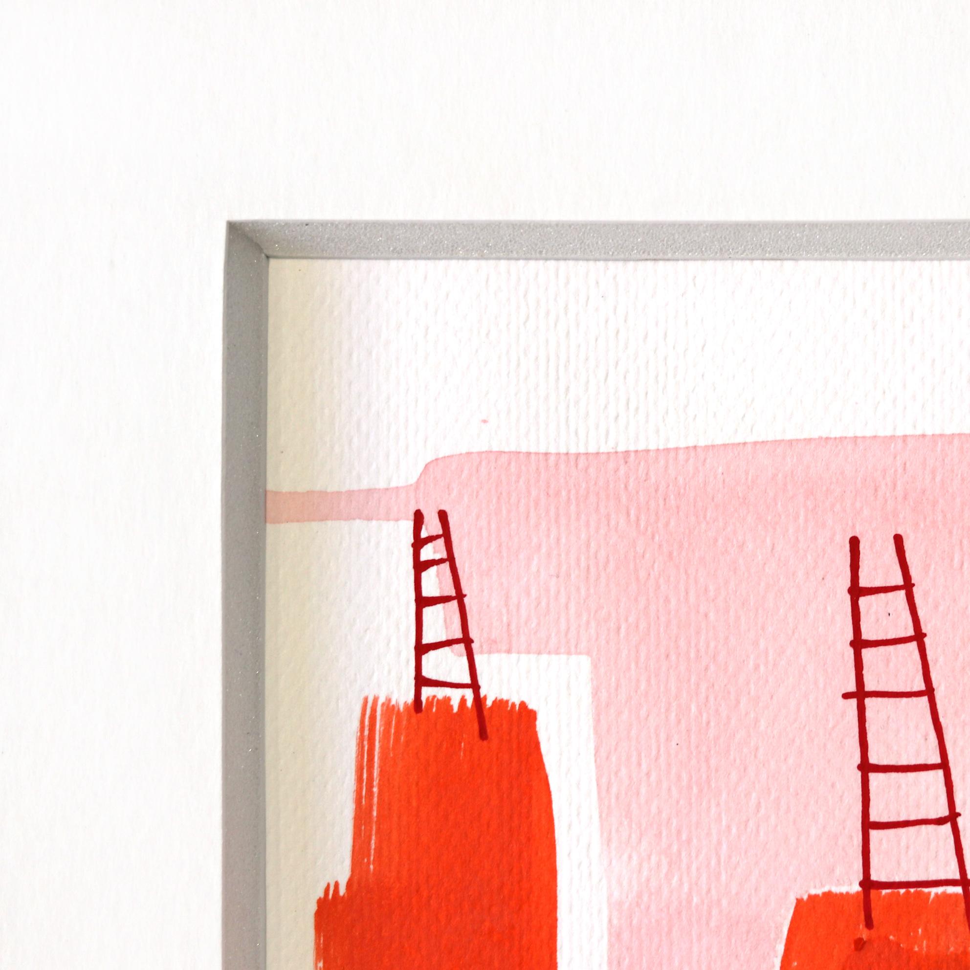 Serie Dibujos Felices 2 - Obra Original en Acuarela Naranja y Tinta sobre Papel - Painting Contemporáneo de Sergio Valenzuela