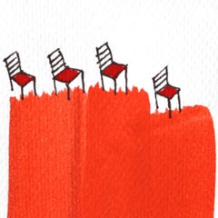 Serie Dibujos Felices 8 - Opera originale ad acquerello e inchiostro rosso e blu