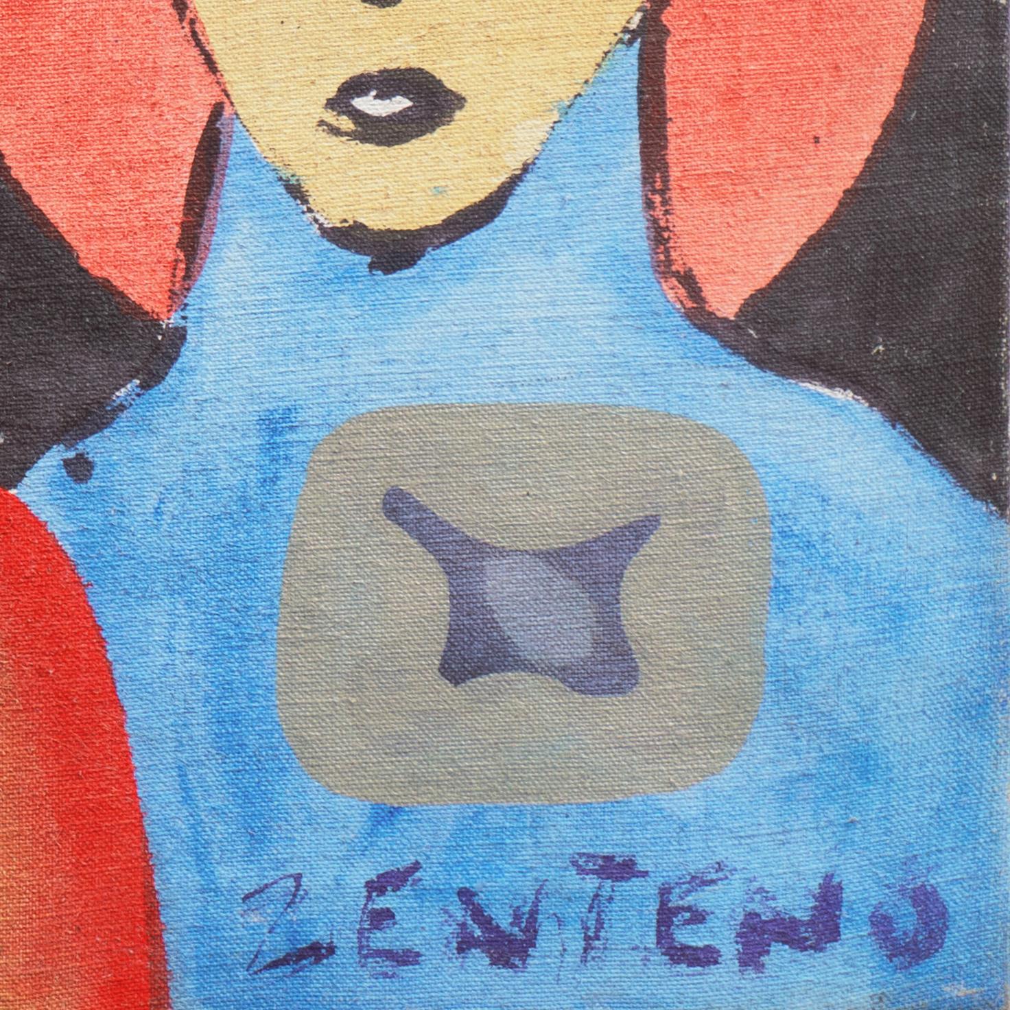 Signed lower right, ‘Zenteno’ for Sergio Zenteno (Mexican-American, born 1955), additionally signed, verso, titled, ‘Trinity’ and dated 1994.

Zenteno is a Chicano artist from Tijuana living in Los Angeles. Zenteno has exhibited both pictorial work