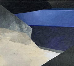 Grand étang. Paysage abstrait, peinture acrylique, montagnes de Tatra, art polonais